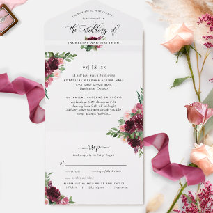 Casamento de Blush Burgundy Elegante com RSVP Perf