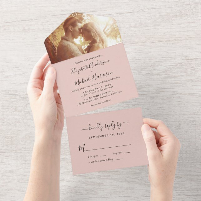 Casamento de Blush de Foto Moderno Mínimo (Tearaway)