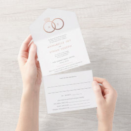 Casamento de Blush dos Anéis Dourados Modernos