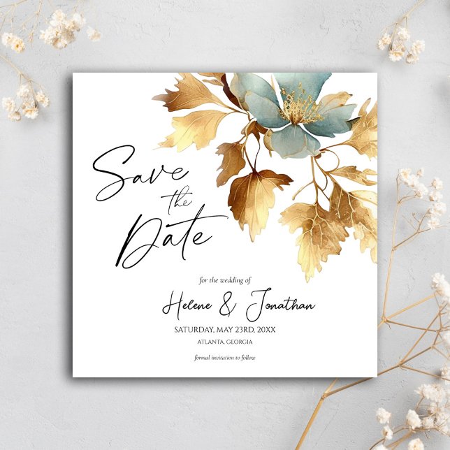 Casamento De Boho Azul De Poeira Salvar O Convite  (Dust Blue Boho Wedding Save The Date Invitation)