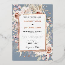 Casamento de Boho Floral Azul com rosa Dourado Dus