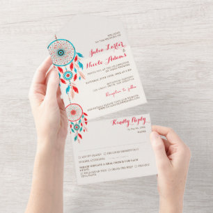 Casamento de Boho Tribal com Dreamcatcher de penas