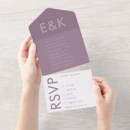 Casamento de Bold Monograma Moderno em Lilac Roxo