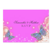 Casamento de borboleta azul roxa rosa rsvp