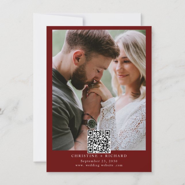 Casamento de Borgonha Elegante Salve a Data (Verso)