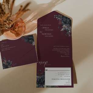 Casamento de Borgonha Floral Gótica Escura