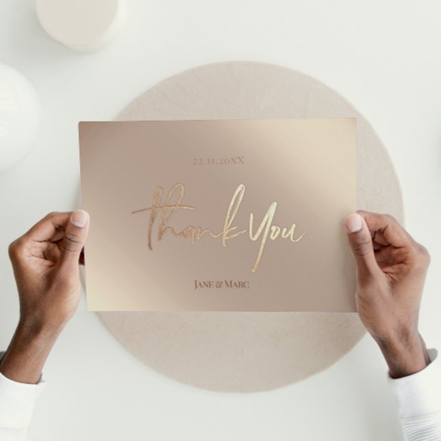 Casamento de Bronze Obrigado Cartões Elegante (Criador carregado)