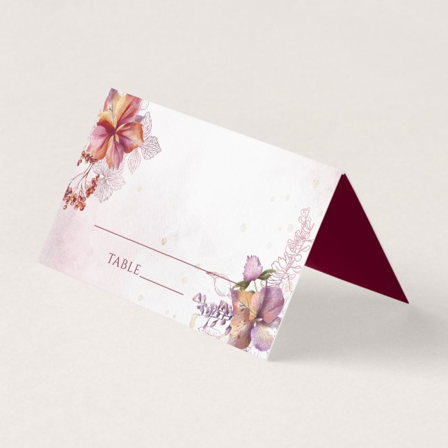 Casamento de Buquê de Marsala com Aquarela Moderna (Frente)