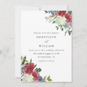 Casamento de Buquê Floral de Lush Red Watercolor