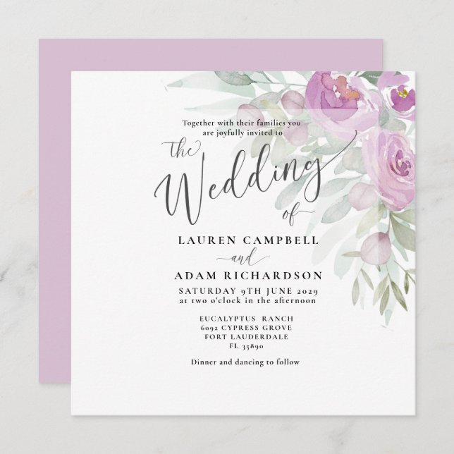 Casamento de Buquê Floral Rosa-Rosa-Molhada-Rústic (Frente/Verso)