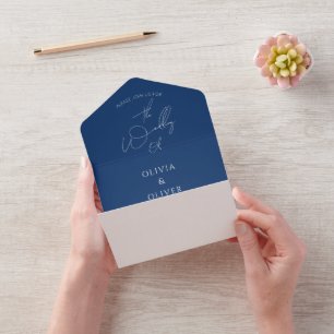 Casamento de caligrafia azul marinho monograma per