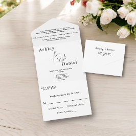 Casamento De Caligrafia Branca E Preta Simples Mod