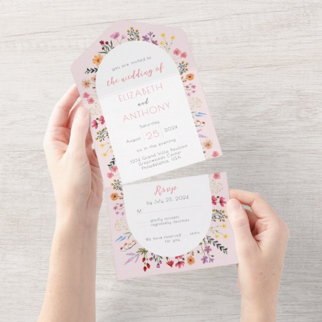 Casamento de Caligrafia Branca Rosa (Aba destacável)