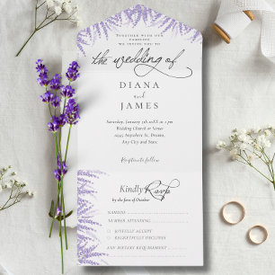 Casamento de Caligrafia com Lavanda Floral Elegant