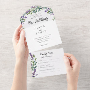 Casamento de Caligrafia com Lavanda Floral Elegant