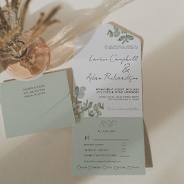 Casamento de Caligrafia de Eucalipto Verde Sage Si
