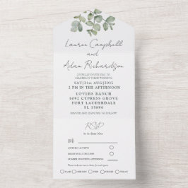 Casamento de Caligrafia de Eucalipto Verde Salvia