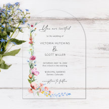 Casamento de Caligrafia de Flor Silvestre Boho Aqu