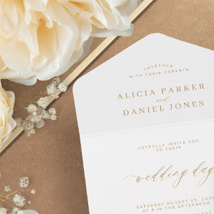 Casamento de caligrafia de ouro elegante