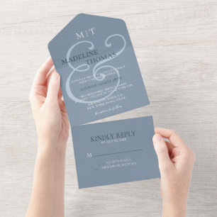 Casamento de Caligrafia e Ampersor Azul Fancioso