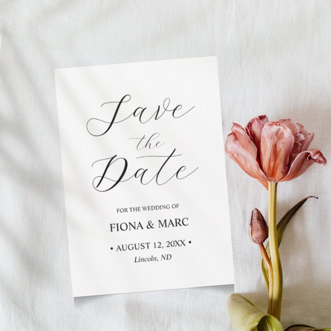 Casamento de caligrafia elegante guardar cartão de (Criador carregado)