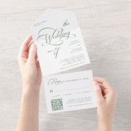 Casamento de Caligrafia Elegante Verde Sage