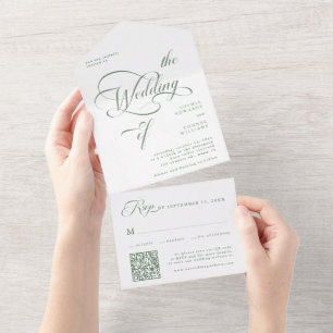 Casamento de Caligrafia Elegante Verde Sage