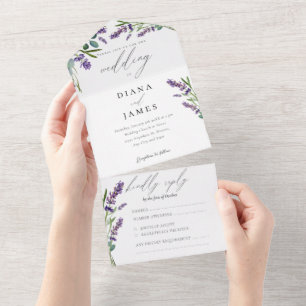 Casamento de Caligrafia Floral Lavanda Elegante