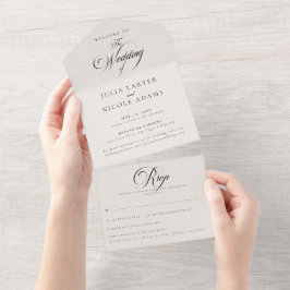 Casamento de Caligrafia Preta Marfim Clássico