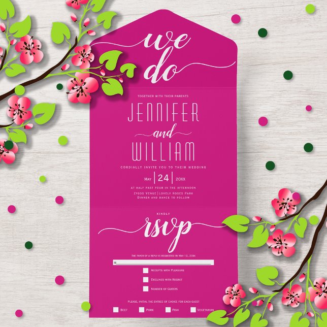 Casamento de caligrafia rosa magenta (Criador carregado)