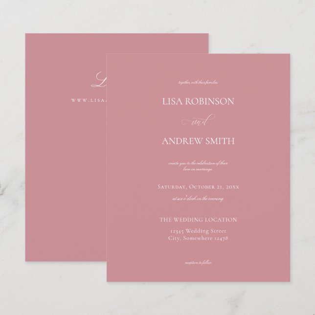 Casamento de Caligrafia Rosa-Rosa do-Orçamento (Frente/Verso)