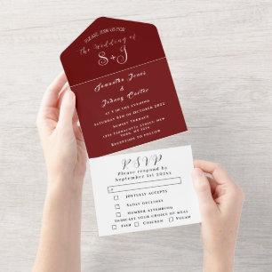 Casamento de Caligrafia Simples Burgundy