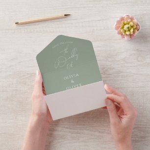 Casamento de caligrafia verde de sábado personaliz