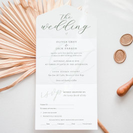 Casamento de Caligrafia Verde Elegante Sage