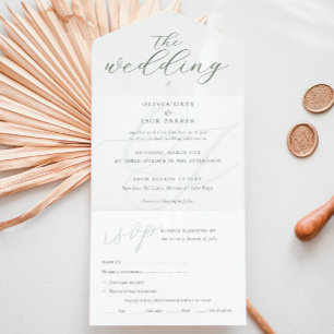 Casamento de Caligrafia Verde Elegante Sage