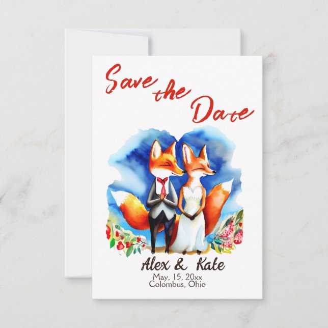 Casamento de Casal de Fox Bonito Salve o Anúncio d (Frente)