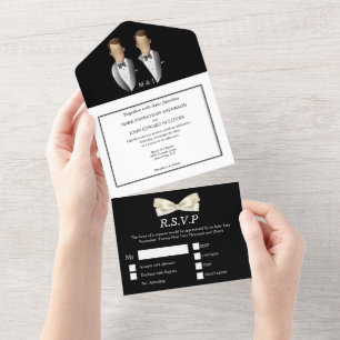 Casamento de casal gay com smoking formal