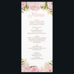 Casamento de Chá de panela de Menu Floral Rosa<br><div class="desc">Mostre seu menu delicioso nestes cartoes cardápios adoráveis! Edite facilmente os itens de menu! Veja toda a coleção Floral Rosa para obter mais itens correspondentes!</div>