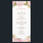 Casamento de Chá de panela de Menu Floral Rosa<br><div class="desc">Mostre seu menu delicioso nestes cartoes cardápios adoráveis! Edite facilmente os itens de menu! Veja toda a coleção Floral Rosa para obter mais itens correspondentes!</div>