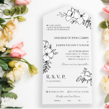Casamento de Charcarvão e Flores Brancas Desenhada