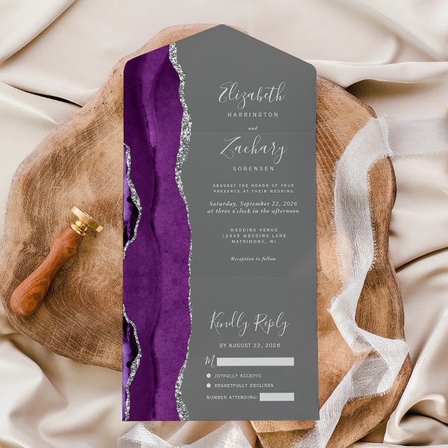 Casamento de Cinzas de Prata Roxo Moderno (Criador carregado)