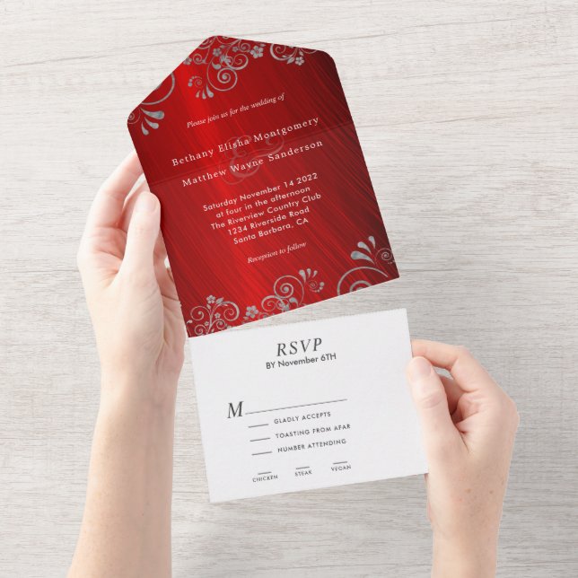 Casamento de Cinzas Vermelhas Elegante Ruby (Tearaway)