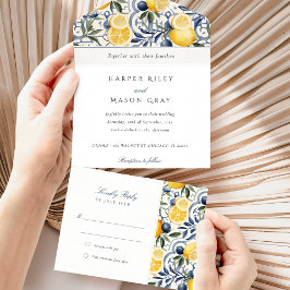 Casamento de Citrus Elegance com RSVP de Tear-Away