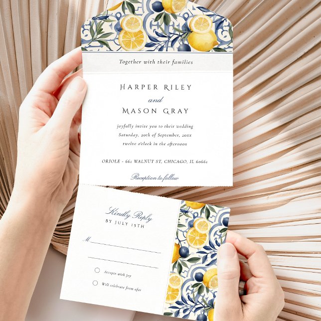 Casamento de Citrus Elegance com RSVP de Tear-Away (Criador carregado)
