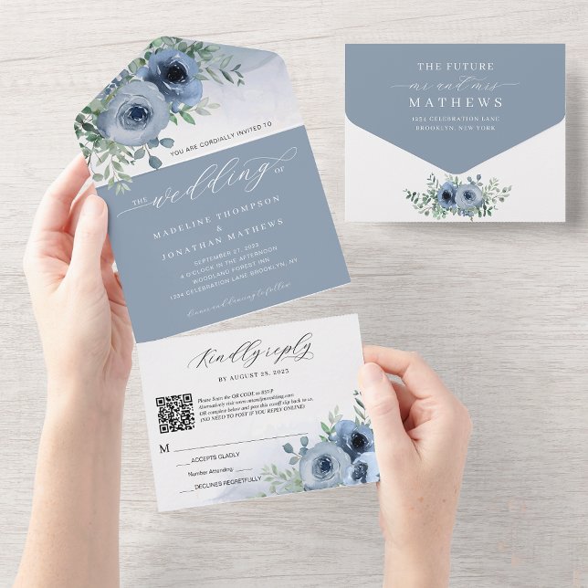 Casamento de Código QR Azul com Dureza Floral Azul (Criador carregado)
