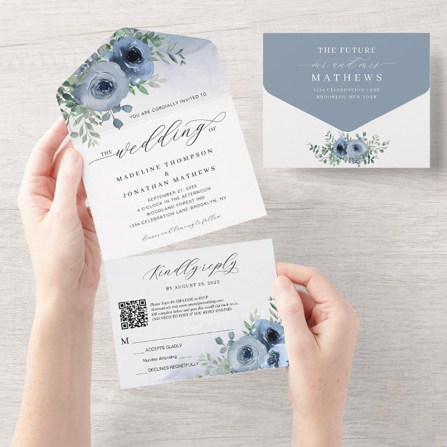 Casamento de Código QR Azul com Dureza Floral Azul (Criador carregado)