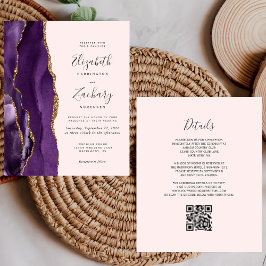 Casamento de Código QR com Blush de Agate Dourado
