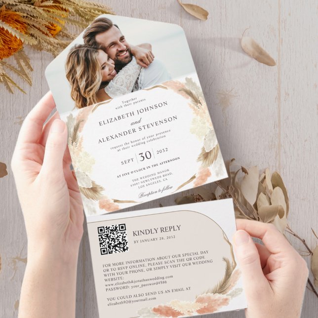 Casamento de código QR com foto de boho de grama P (Criador carregado)