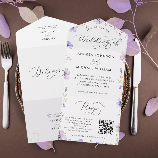 Casamento de Código QR com Violet Wildflower de La (Criador carregado)