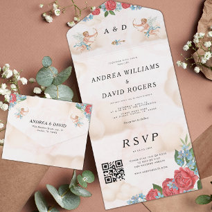 Casamento de Código QR Cupido de Sonda de Vintagem